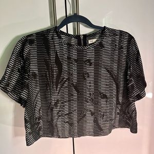 Silence + Noise Silk Crop top with Abstract Pattern